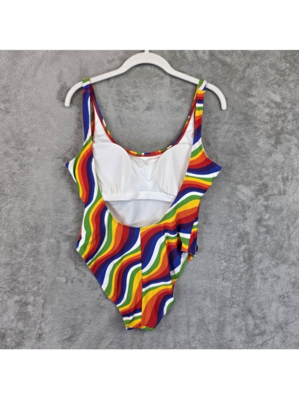 Michael Michael Kors Swimsuit Womens 14 Rainbow Stripe One Piece MM5E23 - Picture 2 of 9